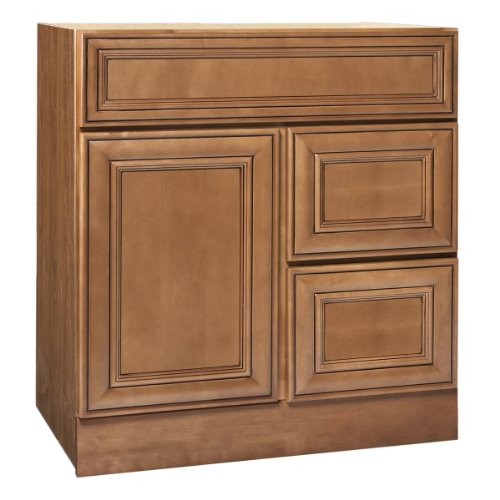Coastal Collection HER-3021-G Heritage Series Maple with Ginger Glaze Finish Vanity Base with Right Side Drawers, 30-Inch-by-21-Inch