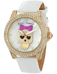 Betsey Johnson Womens BJ00019-06 Analog Pink Skull Dial Watch