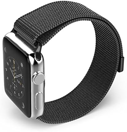 Apple Watch Band, MIZO Fully Adjustable Magnetic Closure Clasp Mesh Loop Milanese Stainless Steel Smart Watch Bracelet Strap, Replacement Wrist Band for Apple Watch Sport &amp; edition 38mm - Black