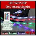 RGB LED SMD Strip, Leiste, Band mit 150 LEDs multicolor 5 meter dimmbar (wasserfest) inklusive Controller, Fernbedienung und Netzteil