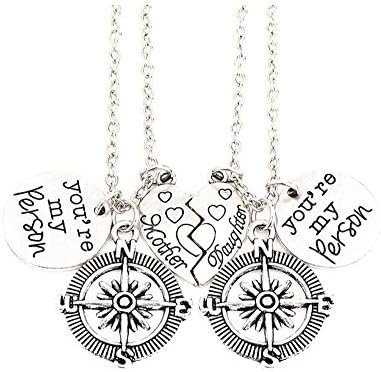 2Pcs You are my Person Compass with Broken Heart Double Necklace