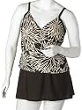 Christina Women's Plus Sand Flowers 2 Piece Crossover Skirtini
