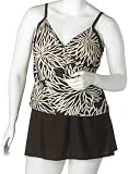Christina Women's Plus Sand Flowers 2 Piece Crossover Skirtini