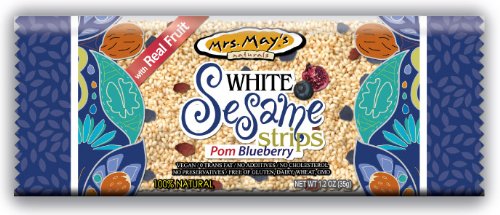 Mrs. Mays White Sesame Strips with Pomegranate and Blueberry, 1.2-Ounce (Pack of 20)