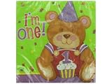 16 Pk Teddys 1St Birthday Napkins Case Pack 45 - 696966