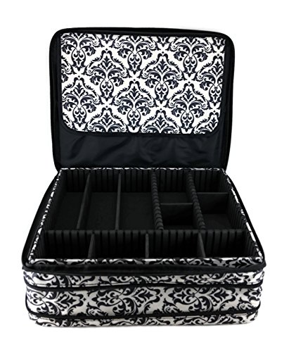 Joy Mangano Jewel Kit 2-tier Organizer Jewelry Box, Black Damask