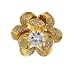 Jewelry : Golden Tone Clear Rhinestone Bud Flower Pin Brooch