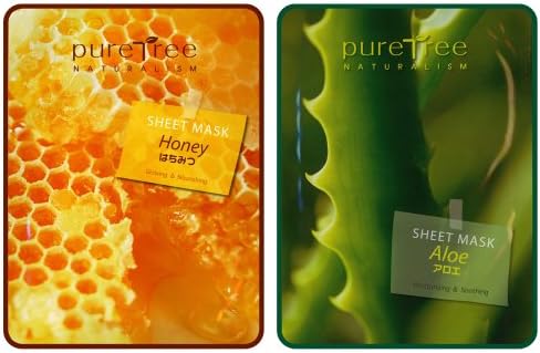 Aloe & Honey Sheet Masks by PureTree Korea (12+12= 24 pcs Set)