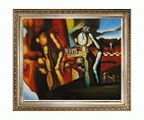 Art Reproduction Oil Painting - Dali Paintings: Metamorphosis of Narcissus with Elegant Wood Frame - Champagne Finish - 26 X 30 - Hand Painted Framed Canvas Art