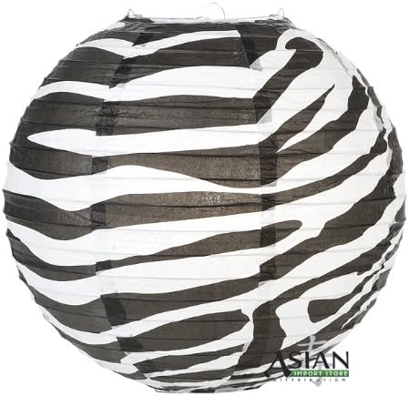 14" Zebra Print Paper Lantern - (6 Pack)