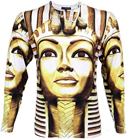 Bleu Evolution Men's Long Sleeve Shirt "Golden Pharoah", Medium, Multi