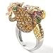 18K Gold Amethyst, Multi-Gemstone & Champagne / White Diamond Frog Ring