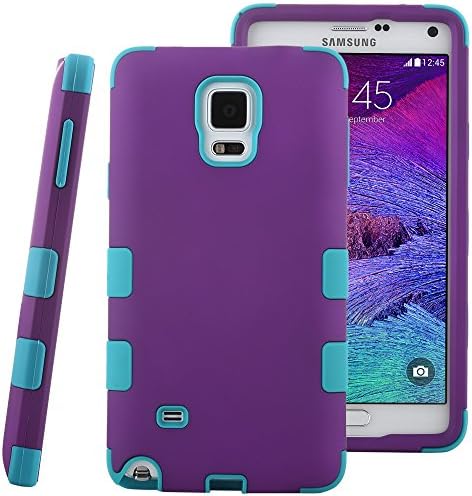 Note 4 Case, ULAK Case for Samsung Galaxy Note 4 Heavy Duty Hybrid 3 Layer Rugged Hard Case Silicone Shell Inside Cover for Note 4 with Screen Protector and Stylus (Purple+Blue)