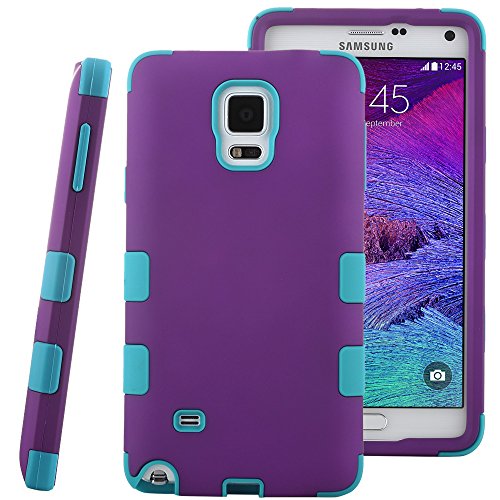 Note 4 Case, ULAK Case for Samsung Galaxy Note 4 Heavy Duty Hybrid 3 Layer Rugged Hard Case Silicone Shell Inside Cover for Note 4 with Screen Protector and Stylus (Purple+Blue)