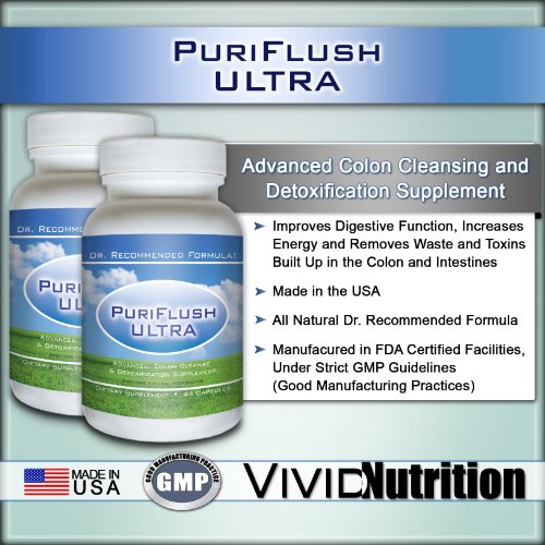 PURIFLUSH ULTRA (2 Bottles) - Advanced All-Natural Colon Cleansing Formula - Best Intestinal Cleanse Supplement