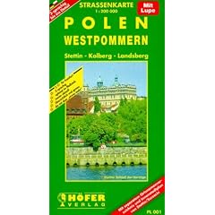 H�fer Stra�enkarten, Polen, Westpommern: Stettin, Kolberg, Landsberg. Mit separatem Ortsnamenverzeichnis und Innenstadtplan von Stettin