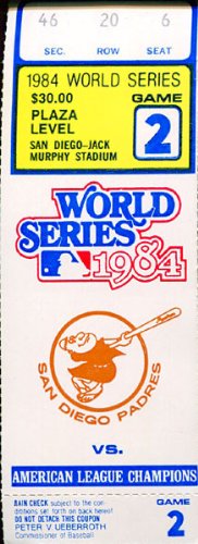 1984 San Diego Padres World Series Ticket