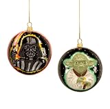 Kurt Adler Polonaise Hand-Blown Hand-Painted Star Wars Yoda and Darth Vader Ball Ornaments