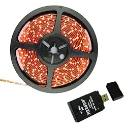 Waterproof Flexiable Light 8mm Strip 300 LEDs SMD 3528 SMD Red LED Ribbon 5 Meter 16.4 ft with AGPtek USB All in one card reader