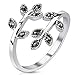 Petite Leaf Multi-Paved Gems Adjustable Rhodium Plated Brass Mid-Ring/Toe Ring HO2731