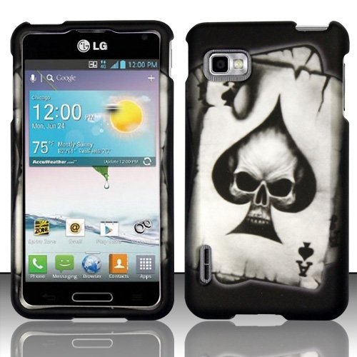 Zizo LG Optimus F3 LS720/MS659 Rubberized Design Cover - Retail Packaging - Spade Skull