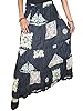 Women Long Skirt Cotton Black Printed Maxi Gypsy Bohemian Elastic Full Length