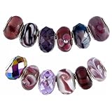 Pandora Style Twelve (12) Piece Charm Bead Set with Murano Style, Glass Style and Faceted Glass Style Beads - Fits Pandora, Troll, Biagi and Charmilia - Exact Assortment as Shown (FB166)