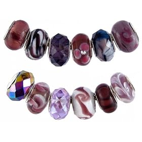 Pandora Style Twelve (12) Piece Charm Bead Set with Murano Style, Glass Style and Faceted Glass Style Beads - Fits Pandora, Troll, Biagi and Charmilia - Exact Assortment as Shown (FB166): SERENITY CRYSTALS: Jewelry
