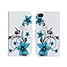 OMIU(TM) Elegant Blue Flowers Flip Magnetic Wallet Leather Case Cover Fit For iPhone 4 4S, With Credit Card Slots, Screen Protector, Stylus and Cleaning Cloth
