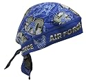 DanBanna Deluxe Air Force Bandanna Biker Head Wrap or Do Rag 100% Cotton with Terrycloth Sweatband - Blue - One Size