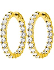 5.40 ct. tw Round Cut Diamond Inside Outside Hoop Earrings - G-H SI2 - 14 Kt. Yellow Gold