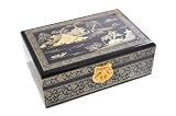 Lotus 8″ x 5.5″ x 2″ Premium Chinese-Style Jewelry Box “Moonlit Milieu” (CL-03 US)