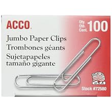 ACCO Economy Jumbo Paper Clips, Smooth, Jumbo, 100/Box, 10 Boxes (72580)