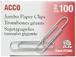 ACCO Economy Jumbo Paper Clips, Smooth, Jumbo, 100/Box, 10 Boxes (72580)