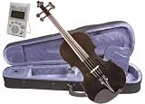 Music Basics Violin Complete Kit with Free Tuner - Black 4/4 Full Size (VLN-12-Black 4/4)
