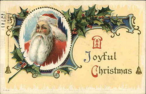 A Joyful Christmas with Santa and Holly Santa Claus Original Vintage Postcard