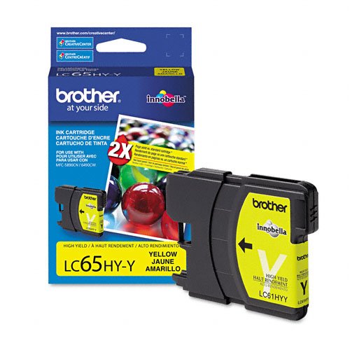 2 Pack Brother LC65HYY (LC-65HYY, LC-65-HYY) Yellow High Yield OEM Genuine Inkjet/Ink Cartridge (750 Yield) - Retail