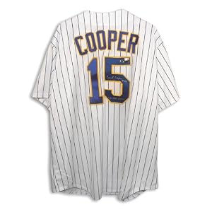 Buy Cecil Cooper Autographed Jersey - with 2X RBI Champ Inscription
