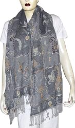 Wool Long Scarf Womens Winter Clothing Jamawar India Wear 25 x 66 inches (jstl230)