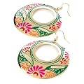 Minerva Collection Round Drop Pierced Fashion Earrings Gold & Multi