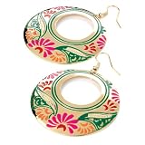 Minerva Collection Round Drop Pierced Fashion Earrings Gold & Multi