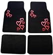 Red Hearts Front & Rear Carpet Car Truck SUV Floor Mats