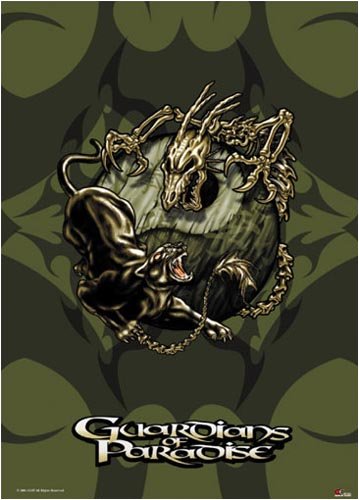 Buy Guardians of Paradise : Panther Dragon Ying Yang Fabric Wall Scroll