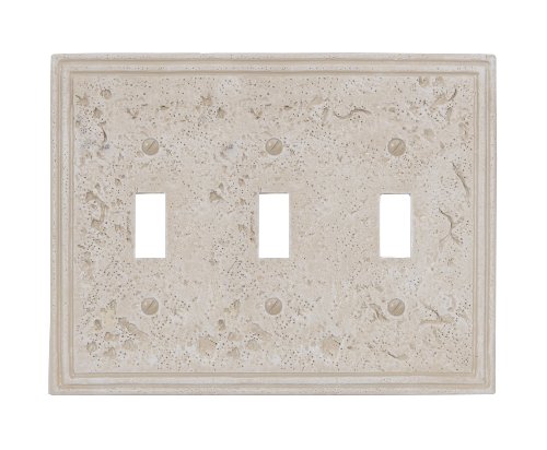 Amertac 8349TTTA 3 Toggle Faux Stone Wallplate, Almond
