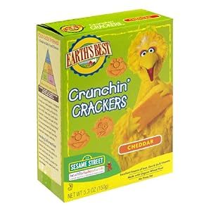 Earth's Best Organic Sesame Street Crunchin' Crackers, Cheddar, 5.3-Ounce Boxes (Pack of 6)