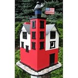 Home Bazaar HB-9022 Historic Reproductions Round Island Light Bird House in Red