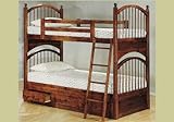 Oak Wood Youth Bunk Bed Trundle Wooden Childs Room