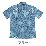 (マジュン) MAJUN メンズ かりゆしウェア(沖縄版アロハシャツ) オーバーラップリーフ ブルー M