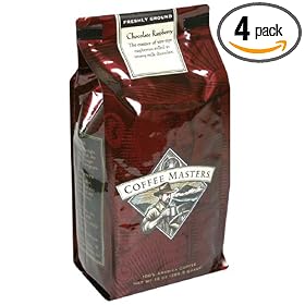 Coffee Masters Flavored Coffee, Chocolate Raspberry, Ground, 12-Ounce Bags (Pack of 4)