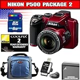 Nikon COOLPIX P500 12.1 CMOS Digital Camera with 36x NIKKOR Wide-Angle Opti ....